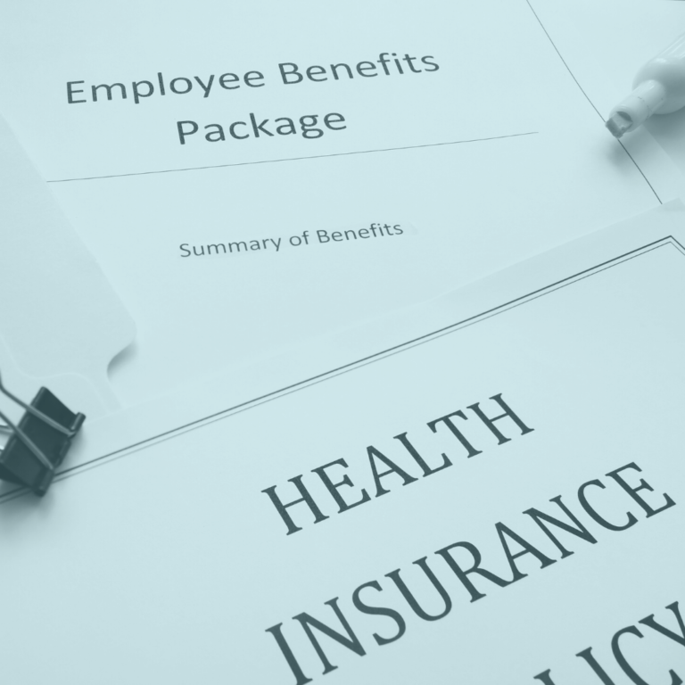 Packet of health insurance documents for employee benefits