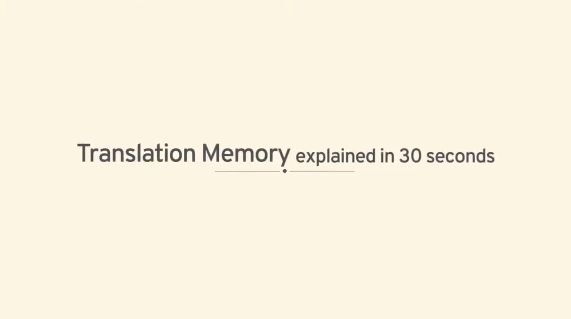 Screenshot of the video title scene that includes text reading: Translation Memory explained in 30 seconds